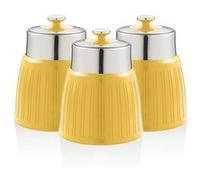 Retro Set 3 Boîtes de Rangement Cuisine 1,2L Hermétiques, Vintage, SWAN, SWKA1024YELN, Jaune Jaune G