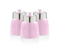 Retro Set 3 Boîtes de Rangement Cuisine 1,2L Hermétiques, Vintage, SWAN, SWKA1024PN, Rose Rose G
