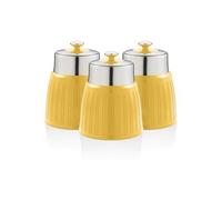 Retro Set 3 Boîtes de Rangement Cuisine 1,2L Hermétiques, Vintage, SWAN, SWKA1024YELN, Jaune Jaune G