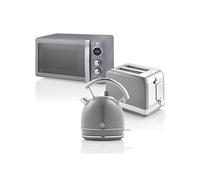 Retro Set Petit-Déjeuner Bouilloire 1,8L Grille-Pain 2 Tranches Micro-ondes 20L STRP2070GRNEU Gris