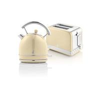 Swan Set petit-déjeuner STP7050CNEU Bouilloire 1,8L sans fil, Grille-pain 2 tranches 850W Crème