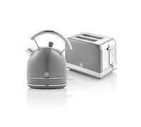 Swan Retro Set Petit-Déjeuner STP7050GRNEU – Bouilloire 1,8L, Grille-pain 2 larges tranches, Gris