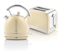 Swan Set petit-déjeuner STP7050CNEU Bouilloire 1,8L sans fil, Grille-pain 2 tranches 850W Crème