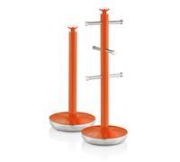 Swan Set porte-papier & porte-tasses rétro SWKA1054ON – base lestée, accents chromés, acier – Orange