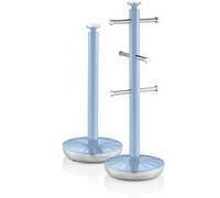 Retro Set Porte-Papier de Cuisine + Porte-Tasses pour 6 Tasses, Acier, SWAN, SWKA1054BLN, , Bleu Bleu G