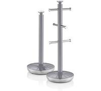 Retro Set Porte-Papier de Cuisine + Porte-Tasses pour 6 Tasses, Acier SWAN SWKA1054GRN Gris Gris G