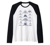 Retro Shark Faces Marine Biologie Ocean Species Vintage Manche Raglan