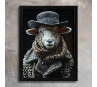 Retro Sheep Art Print Vintage Animal Wall Art Sheep In Jacket Picture Sheep Art A4 Poster on Canvas - Décoration murale inspirante et motivante pour la vie quotidienne Citation encourageante de phras
