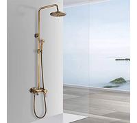 Retro Shower Set with Rain Shower, Shower System with Hand Shower, Aged Brass Spout, Height Adjustable from 80 to 120 Cm-Aged Brass. (Aged Brass.)