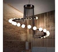 Rétro Simple Pendentif Lustre Loft 26 Têtes Escalier En Spirale Noir Fer Forgé Grande Éclairage Au Plafond E27 Diamètre Du Luminaire 41,3 Pouce Pour Bar Café Salon Chambre Hall