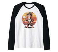 Rétro Singe Bière Singes Buvant Manche Raglan