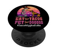 Retro Skeleton Dog Eat Tacos Pet Doggos Lover Cinco de Mayo PopSockets PopGrip Adhésif