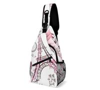 Rétro Sling Bag Art Moderne De La Tour Eiffel Rose De Paris Sac À Bandouliere Polyester Sac Cyclisme pour Vélo, Randonnée, La Randonnée