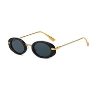 Retro Small Oval Women Sunglasses Fashion Punk Men Trending Gradient Sun Glasses Shades UV400(Black Golden Gray)