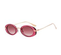 Retro Small Oval Women Sunglasses Fashion Punk Men Trending Gradient Sun Glasses Shades UV400(Rose Red Red)