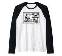 Retro Smokey Bear Sitting At Campfire Only You Manche Raglan