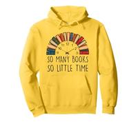 Retro So Many Books Little Time Book Horloge de Lecture drôle Sweat à Capuche