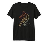 Retro Soccer Player One Line Drawing T-Shirt Haut de Gamme