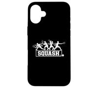 Retro Squash Player Action Sequence Silhouette Art Coque pour iPhone 16 Plus