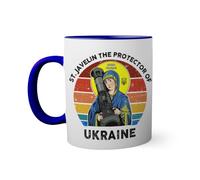 retro St jawelin protector of Ukraine support Tasse à l'intérieur de couleur bleu avec poignée 330ml