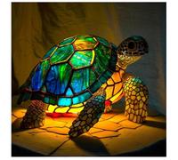 Retro Stained Resin Animal Table Lamp,Animal Table Lamp Series Bedside Lamp Small Night Light Decorative, Turtle. connexion USB.