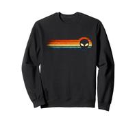 Retro Stripes Alien, Classique des années 80, Amateurs de théorie du Complot sur Les ovnis Sweatshirt