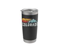Retro Style Colorado Vintage Rocky Mountains & Sun Gobelet isotherme en acier inoxydable double paroi