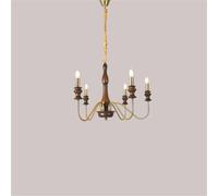 Retro Style E14 Bulb Chandelier Gold Silver Black Metal Dark Wood For Parlor Restaurant Bedroom Lighting