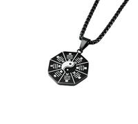 Rétro Style Ethnique Tai Chi Bagua Diagramme Titane Acier Pendentif Collier Souvenir Touristique