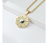 Rétro Style Ethnique Tai Chi Bagua Diagramme Titane Acier Pendentif Collier Souvenir Touristique