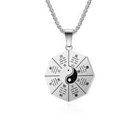 Rétro Style Ethnique Tai Chi Bagua Diagramme Titane Acier Pendentif Collier Souvenir Touristique