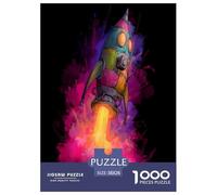 Retro Style fusée Puzzles 1000 Pieces Cadeau Unique intéressant Jeu Éduchatif Défi Jouet À De Qualité Supérieure Peinture Art pour Adultes Et Enfants À Partir De 12 Ans 38x26cm/1000pcs