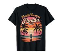 Retro Summer Florida Family Trip Sunset Palm Tree Art 2025 T-Shirt