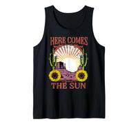Retro Summer Here Comes The Sun Graphic Flower Vintage Débardeur