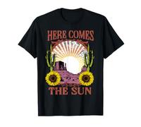 Retro Summer Here Comes The Sun Graphic Flower Vintage T-Shirt