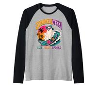 Rétro Summerween Surf Fantôme Plage Halloween Ocean Vibes Manche Raglan