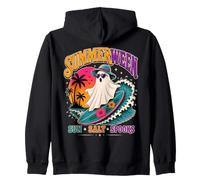 Rétro Summerween Surf Fantôme Plage Halloween Ocean Vibes Sweat à Capuche