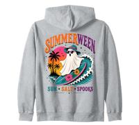 Rétro Summerween Surf Fantôme Plage Halloween Ocean Vibes Sweat à Capuche