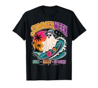 Rétro Summerween Surf Fantôme Plage Halloween Ocean Vibes T-Shirt Graphique avec Valeur