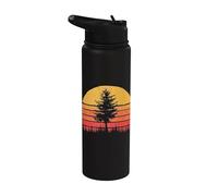 Retro Sun Minimalist Pine Tree Vintage Graphic Stainless Steel Insulated Water Bottle