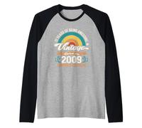 Retro Sunset 17 Years of Awesome Born 2009-17e Anniversaire Manche Raglan