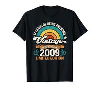 Retro Sunset 17 Years of Awesome Born 2009-17e Anniversaire T-Shirt