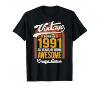 Retro Sunset 35 Years of Awesome Born 1991-35e Anniversaire T-Shirt