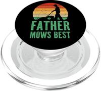 Retro Sunset Father Mows Best Gardener Dad Lawn Care PopSockets PopGrip pour MagSafe