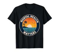 Retro Sunset Mental Health Matters Positive Sensibilisation T-Shirt