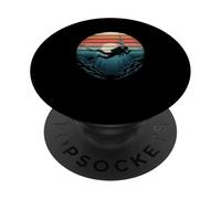 Retro Sunset Sea Diver Ocean PopSockets PopGrip Adhésif