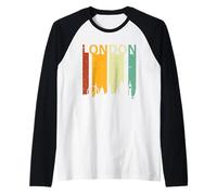 Retro Sunset Stripes London England UK Vintage London Manche Raglan