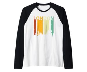 Retro Sunset Stripes London England UK Vintage London Manche Raglan