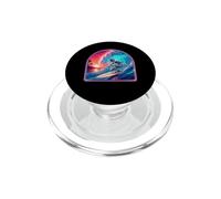 Retro Surfer Riding Vibrant Ocean Wave PopSockets PopGrip pour MagSafe