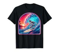 Retro Surfer Riding Vibrant Ocean Wave T-Shirt